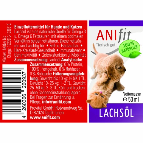 Cat Dog B.A.R.F. Supplements Salmon Oil (Lachsöl) 50 ml 1 Piece -2- Anifit